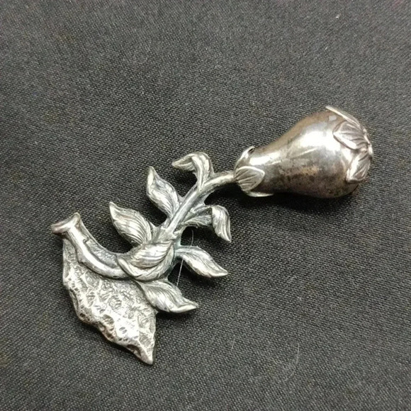 Sterling Silver Rosehip Brooch Pin - Picture 1 of 4